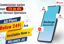 CSC Recharge Services – Commission varies from 1% to 4% for various Operators